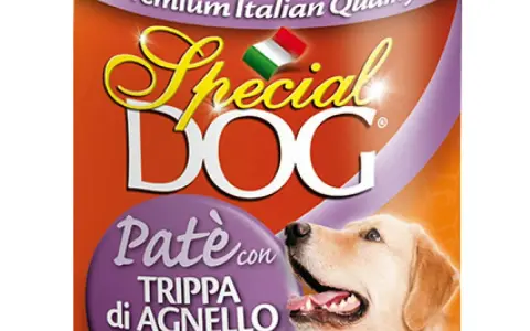 Pâté Special Dog con trippa di agnello, un vero piacere gourmet per il tuo amico a quattro zampe.