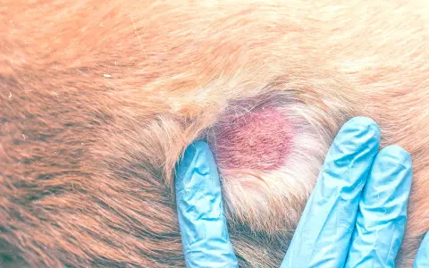 Esame di una dermatite con croste su un cane. Si cercano rimedi per alleviare il prurito e curare la pelle.