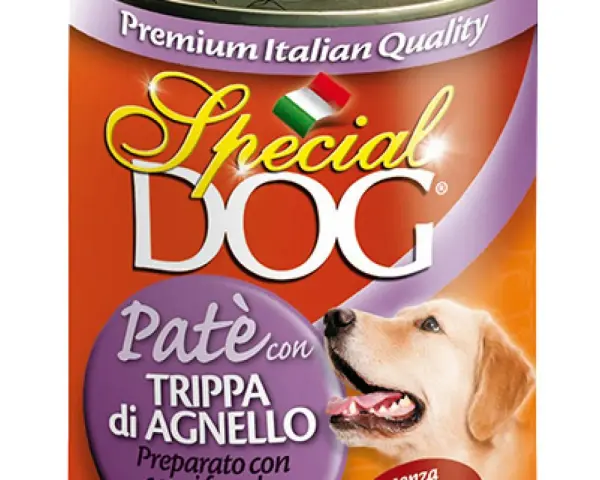 Pâté Special Dog con trippa di agnello, un vero piacere gourmet per il tuo amico a quattro zampe.